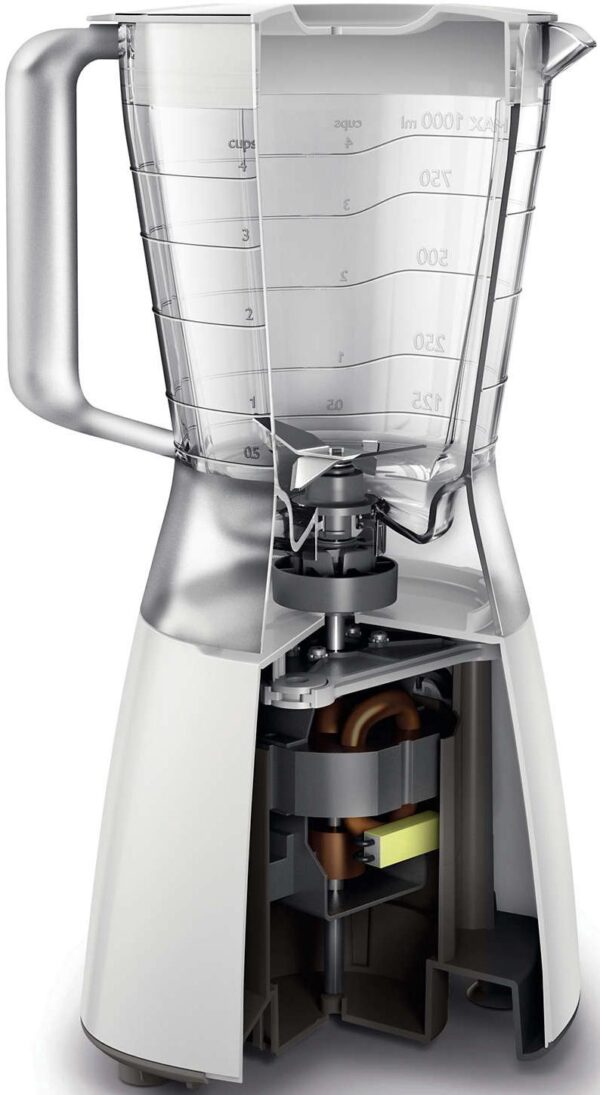 Philips HR2052 / 00 Daily Basic 450 W, blenderis, 1,25 l, 0 decibelu, plastmasas, balts 4