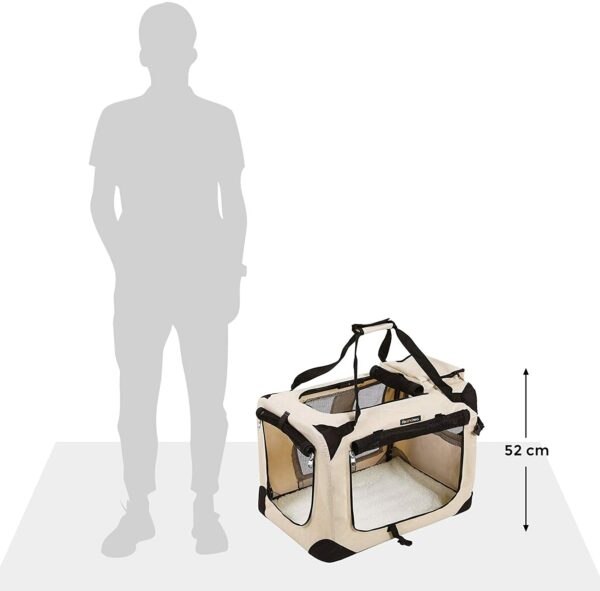 FEANDREA Suņu kaste Auto suņu pārvadāšanas kaste Salokāma kaķu kaste Oksfordas audums Bēšs 70 x 52 x 52 cm PDC70W 4