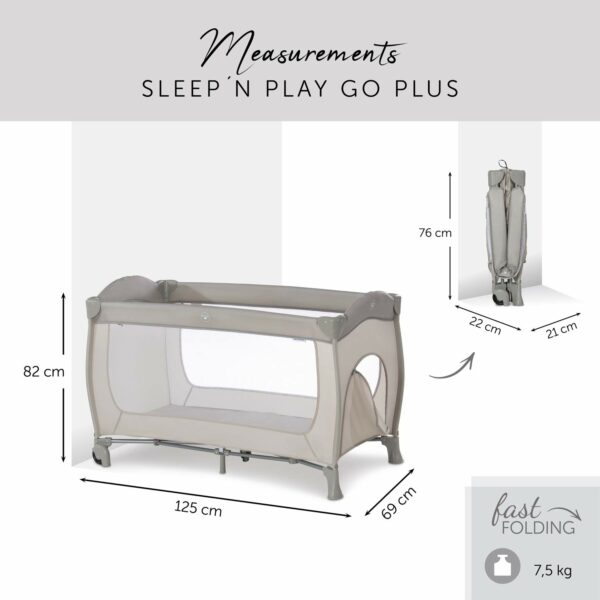 Hauck ceļojumu gultiņa Sleep N Play Go Plus / zīdaiņiem un bērniem no dzimšanas līdz 15 kg / 120 x 60 cm / viegla / kompakta, salokāma / ar somu / ritenīšiem / bēšs / bēšs 2