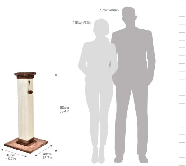 Kaķu skrāpēšanas stabs ar rotaļlietu - izmērs L 41 x 89 x 41 cm, brūns paklājs 6