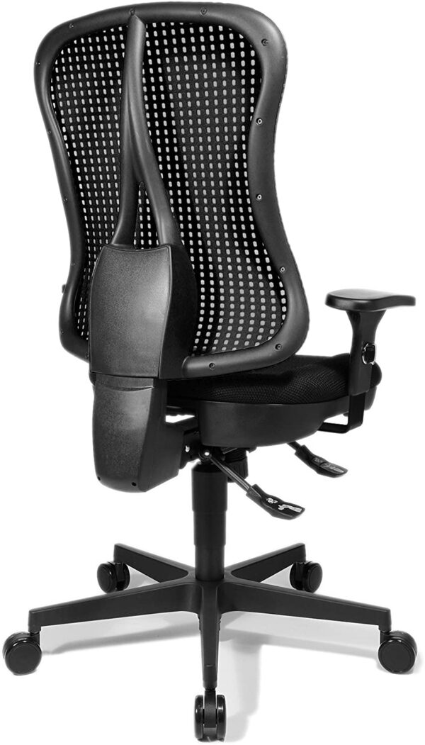 Topstar HE20PBC00 Head Point SY "P4", ergonomisks biroja krēsls, biroja krēsls, profilēts sēdeklis, roku balsti komplektā, tīklveida atzveltne, auduma apdare, melns 4