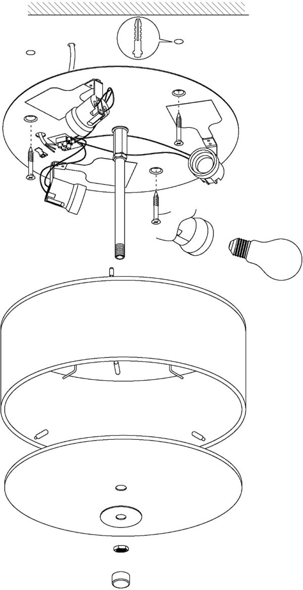 EGLO Griestu lampa Pasteri, 3 liesmu tekstila griestu lampa, Materiāls: tērauds, audums, stikls, Krāsa: niķeļa matēts, antracīta brūna, Kontaktligzda: E27, Ø: 47,5 cm 2