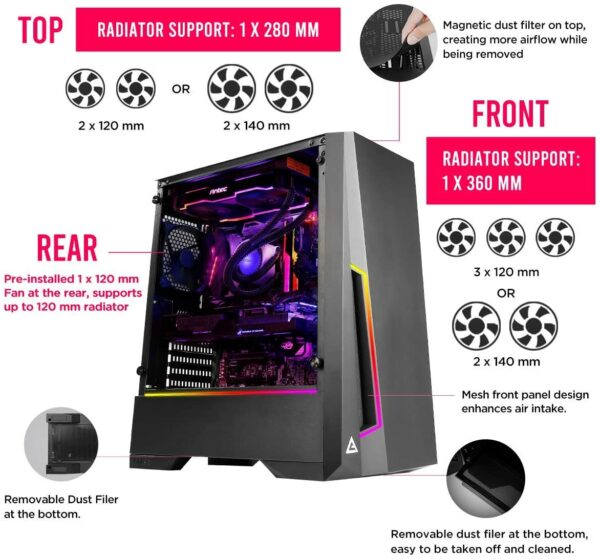 Antec DP501 Datora korpuss/kaste ATX Mid-Tower (melns) 8