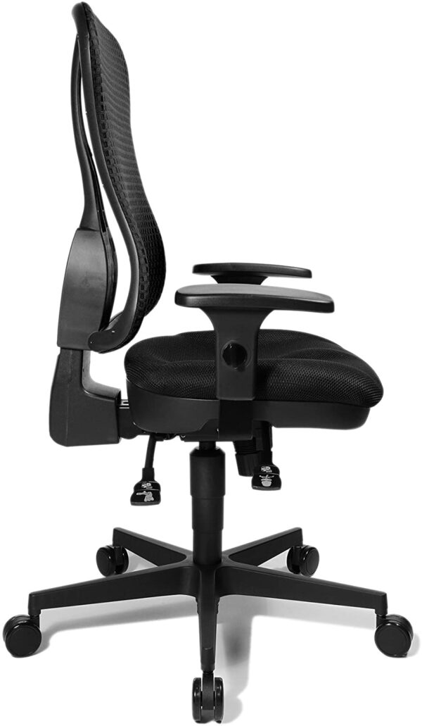 Topstar HE20PBC00 Head Point SY "P4", ergonomisks biroja krēsls, biroja krēsls, profilēts sēdeklis, roku balsti komplektā, tīklveida atzveltne, auduma apdare, melns 3