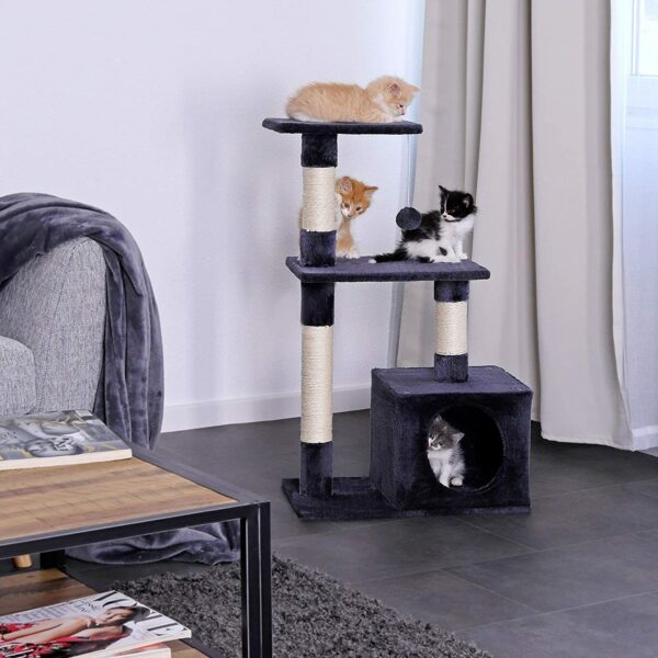 Dibea Cat Tree Activity Centre skrāpēšanas stabiņš, kāpšanas rotaļlieta, 80 cm, pelēkā krāsā 2