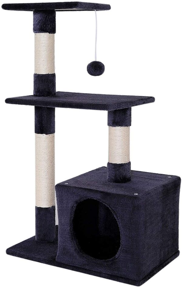 Dibea Cat Tree Activity Centre skrāpēšanas stabiņš, kāpšanas rotaļlieta, 80 cm, pelēkā krāsā 1