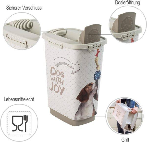 Rotho Mypet Cody 25L konteiners dzīvnieku barībai ar vāku un iepildīšanas ierīci, no BPA nesaturošas plastmasas (PP), antracīts/balts, 25 l (33,0 X 25,0 X 46,3 cm) 3