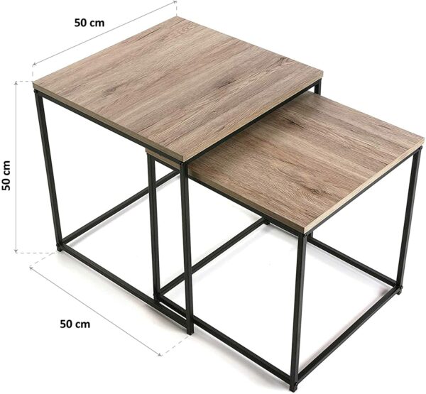 Versa Cambridge sānu galds viesistabai, guļamistabai vai virtuvei. Moderns sānu galdiņš, 2 komplekti, Izmēri (H x W x L) 50 x 50 x 50 cm, Koks un metāls, Krāsa: brūna 6