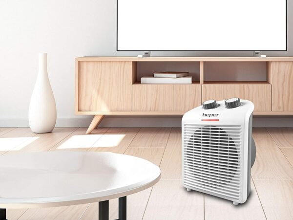 Beper RI.094 Ventilatora sildītājs, karsts un auksts, regulējams termostats, auksta ventilācija visiem gadalaikiem, kompakts, viegls, jauda 2000 W, balts / pelēks 5