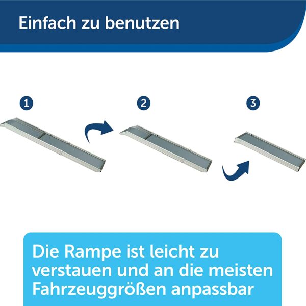 PetSafe Happy Ride teleskopiskā suņu rampa - viegla un pārvietojama mājdzīvnieku rampa - automašīnām, lieliem transportlīdzekļiem un 4x4 - izturīgs alumīnija rāmis, kas atbalsta līdz 181 kg smagumu 4