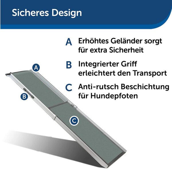 PetSafe Happy Ride teleskopiskā suņu rampa - viegla un pārvietojama mājdzīvnieku rampa - automašīnām, lieliem transportlīdzekļiem un 4x4 - izturīgs alumīnija rāmis, kas atbalsta līdz 181 kg smagumu 1