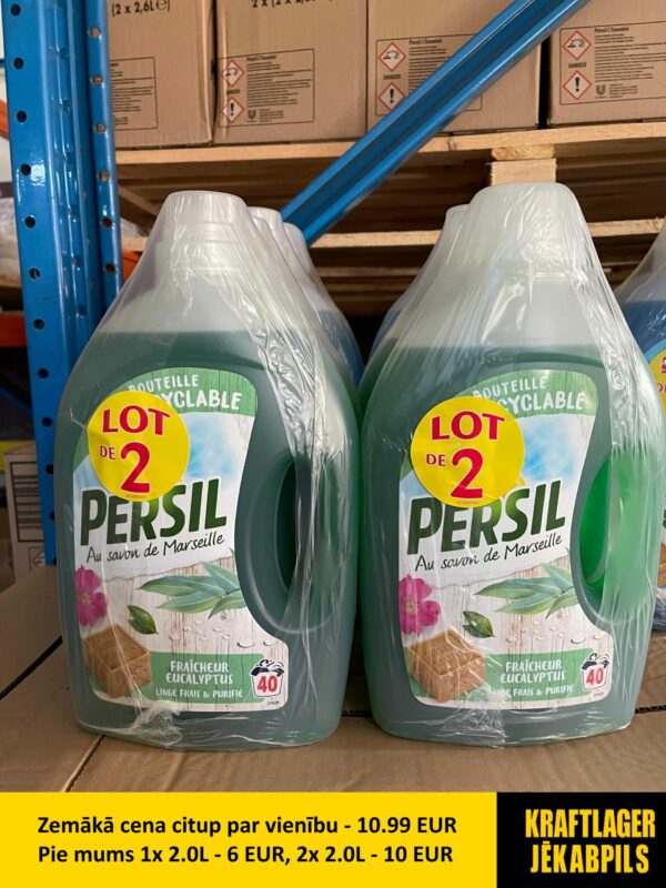 2x PERSIL L'Essentiel Eucalyptus 2L - šķidrais veļas mazgāšanas līdzeklis (Dubultais iepakojums) 2